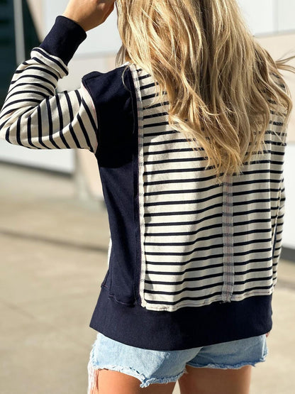 2024 STRIPED COLOR BLOCK OVERSIZED SWEATSHIRT(BUY 2 FREE SHIPPING)