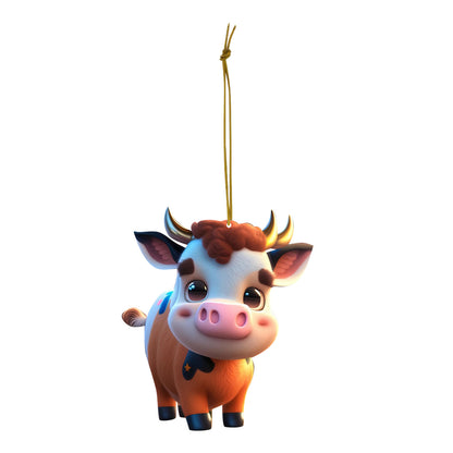 💝Cute Cartoon Cow Car Pendant Home Tree Decoration, Christmas Tree Ornament✨