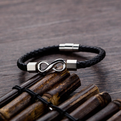 Mother and Son "Love You Forever" Infinity Leather Bracelet