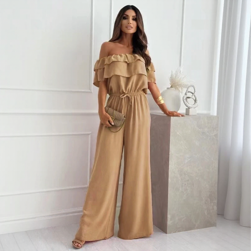Sydney™ Off-the-Shoulder Jumpsuit with Ruffles and Flowing Pants / Visual Impact with Absolute Comfort!