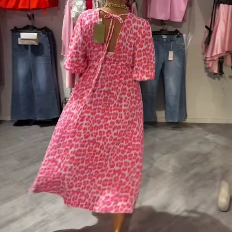 🎨 Women's V-Neck Printed Dress – Brushstrokes of Summer🌺