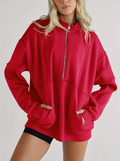 Solid Color Half-Zip Pullover Sweatshirt (BUY 2 FREE SHIPPING)