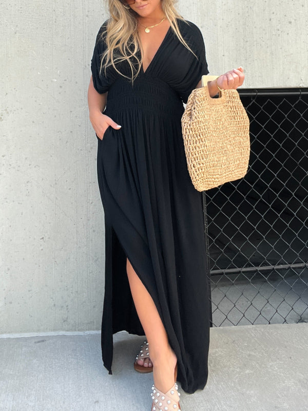 New Slit V-Neck Effortless Maxi Long Dress (Buy 2 Free Shipping)