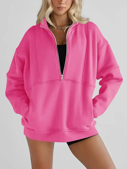 Solid Color Half-Zip Pullover Sweatshirt (BUY 2 FREE SHIPPING)