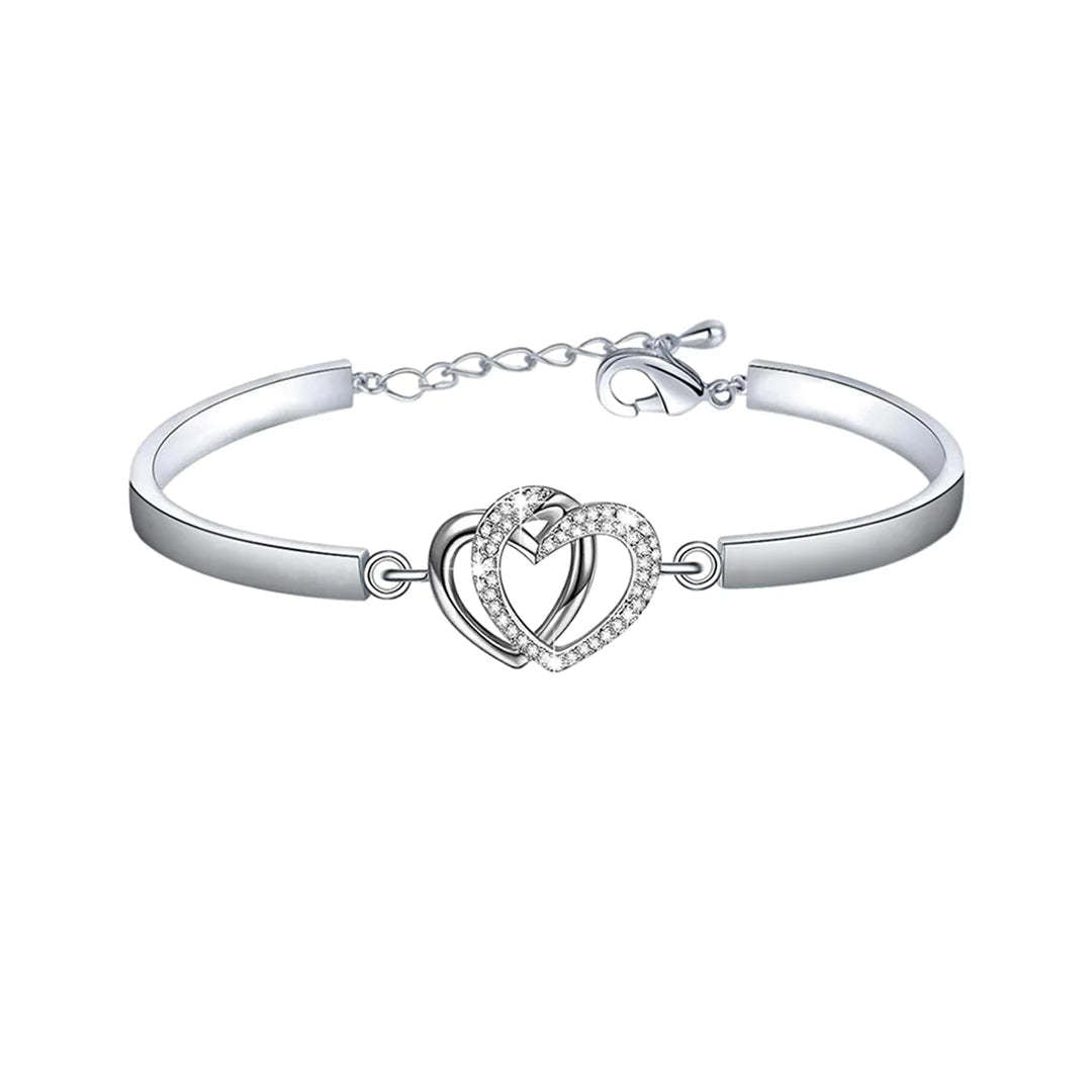 Mother & Daughter Forever Linked Together Double Heart Bracelet