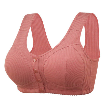 COMFORTABLE FRONT-CLOSURE WIRELESS PLUS SIZE BUTTON BRA BUY 1 GET 2 FREE(Please add 3 pcs to cart)