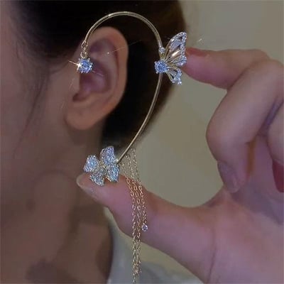 🦋 BUTTERFLY FLOWER TASSEL SHINY ZIRCON EARRINGS