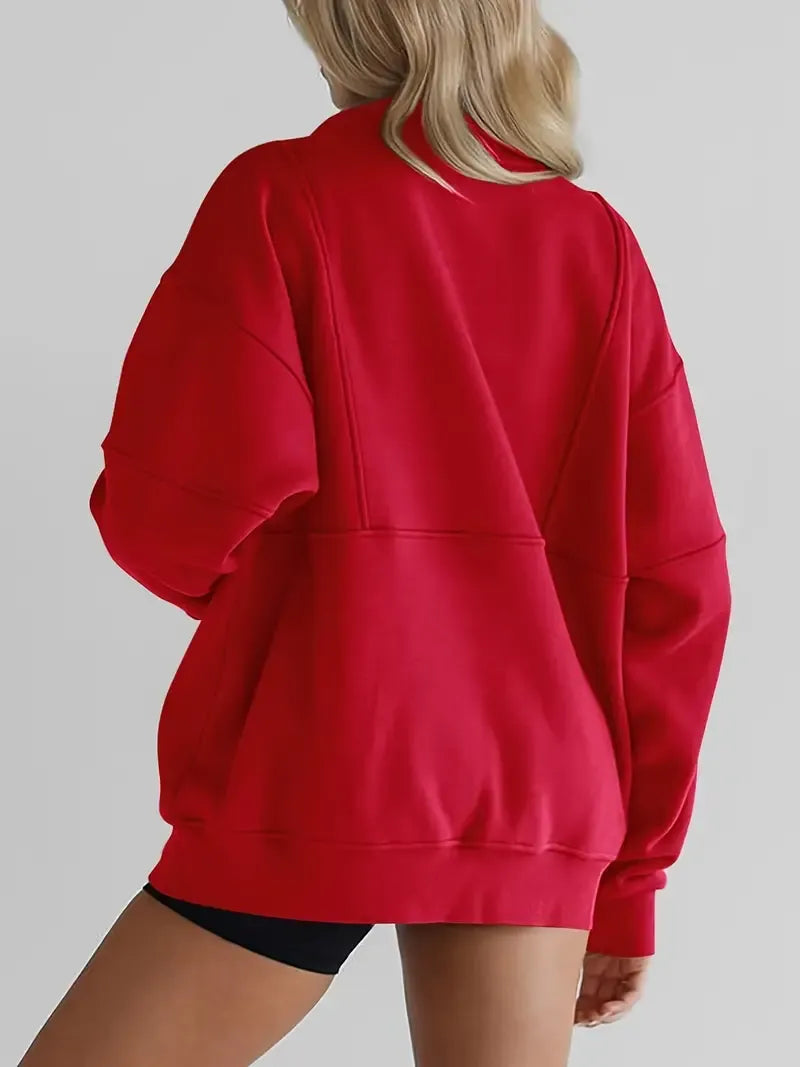 Solid Color Half-Zip Pullover Sweatshirt (BUY 2 FREE SHIPPING)