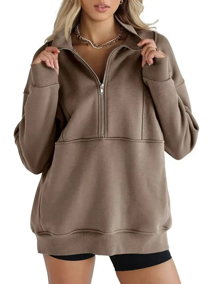 Solid Color Half-Zip Pullover Sweatshirt (BUY 2 FREE SHIPPING)