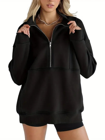 Solid Color Half-Zip Pullover Sweatshirt (BUY 2 FREE SHIPPING)