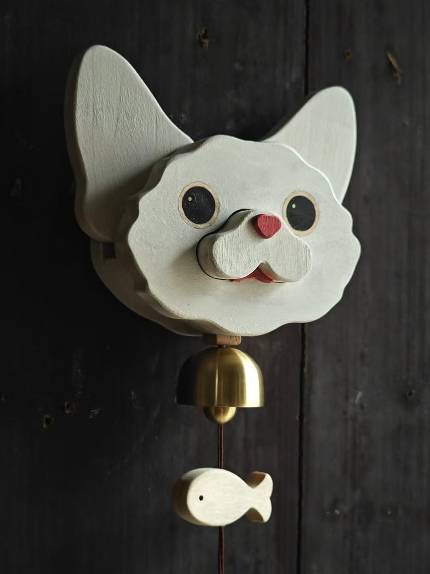 HANDCRAFTED WOODEN SHIBA INU DOORBELL WIND CHIME