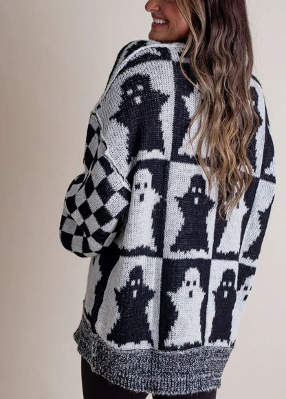 ☘️NEW ARRIVALS ✨WOMEN’S HALLOWEEN CHECKERED SWEATER-SPOOKY SEASON