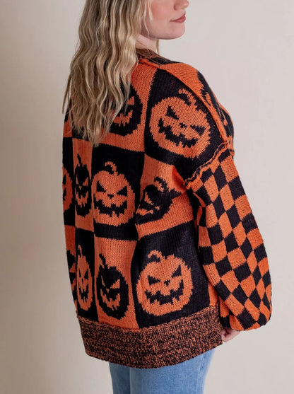 ☘️NEW ARRIVALS ✨WOMEN’S HALLOWEEN CHECKERED SWEATER-SPOOKY SEASON