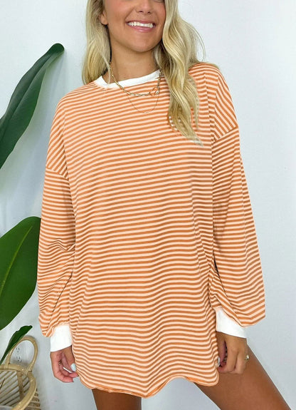 🌈Women's Casual Striped Crewneck Oversized Pullover(BUY 2 FREE SHIPPING!!!)