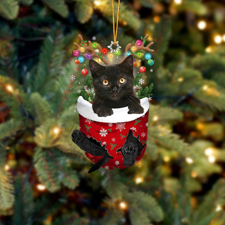 CAT 44 IN SNOW POCKET CHRISTMAS ORNAMENT