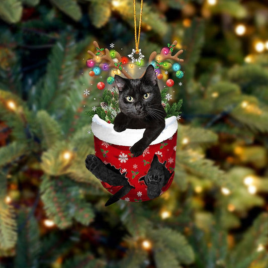 CAT 38 IN SNOW POCKET CHRISTMAS ORNAMENT