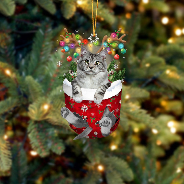 CAT 37 IN SNOW POCKET CHRISTMAS ORNAMENT