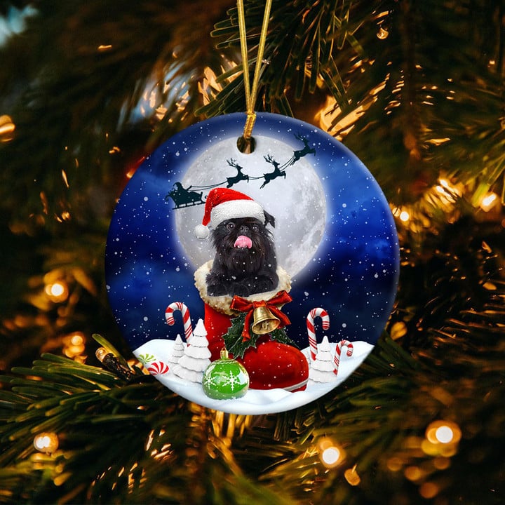 Affenpinscher In Santa Boot Christmas Ceramic Ornament