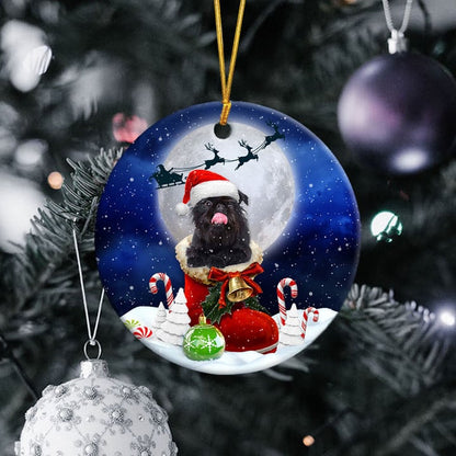 Affenpinscher In Santa Boot Christmas Ceramic Ornament