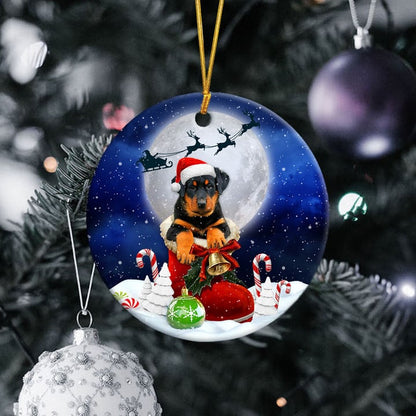 Beauceron In Santa Boot Christmas Ceramic Ornament