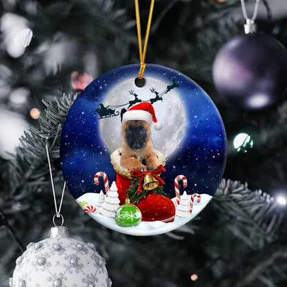 Belgain Malinois In Santa Boot Christmas Ceramic Ornament