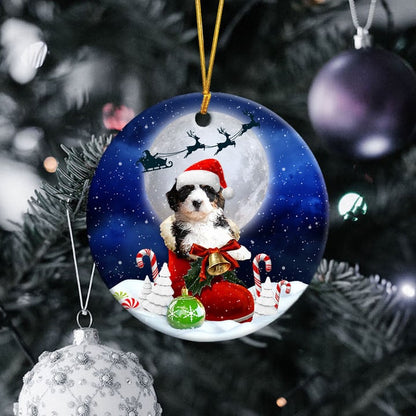 Bernedoodle In Santa Boot Christmas Ceramic Ornament