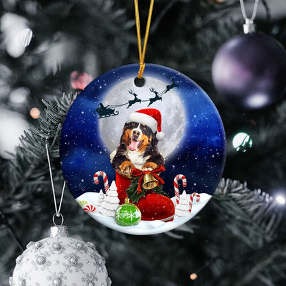 Bernese Mountain Dog In Santa Boot Christmas Ceramic Ornament