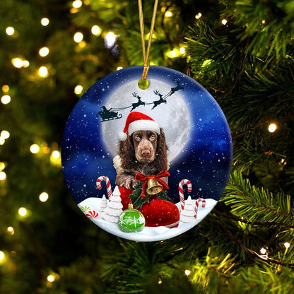 Boykin Spaniel In Santa Boot Christmas Ceramic Ornament