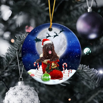 Briard In Santa Boot Christmas Ceramic Ornament