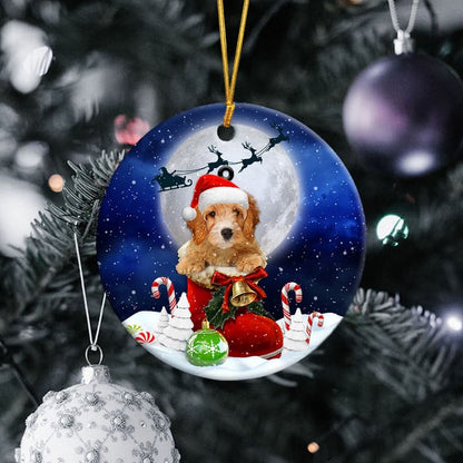 Cavapoo In Santa Boot Christmas Ceramic Ornament