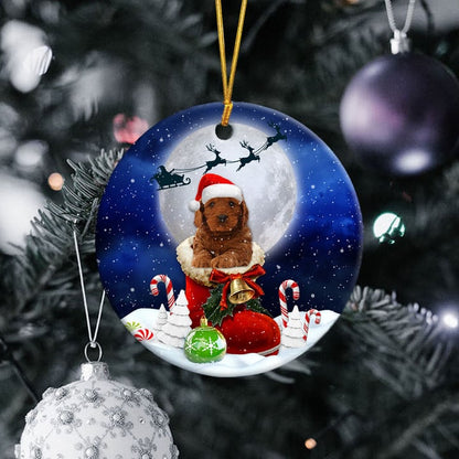 Cockapoo In Santa Boot Christmas Ceramic Ornament