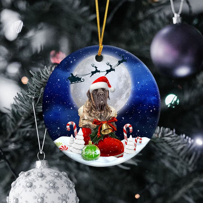 English Mastiff Brindle In Santa Boot Christmas Ceramic Ornament