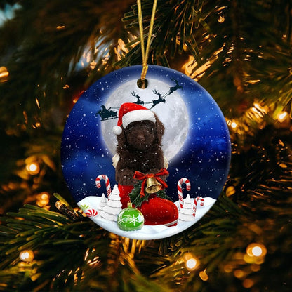 Goldendoodle Chocolate In Santa Boot Christmas Ceramic Ornament