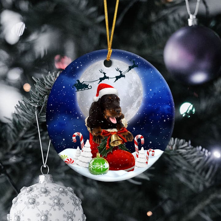 Gordon Setter In Santa Boot Christmas Ceramic Ornament