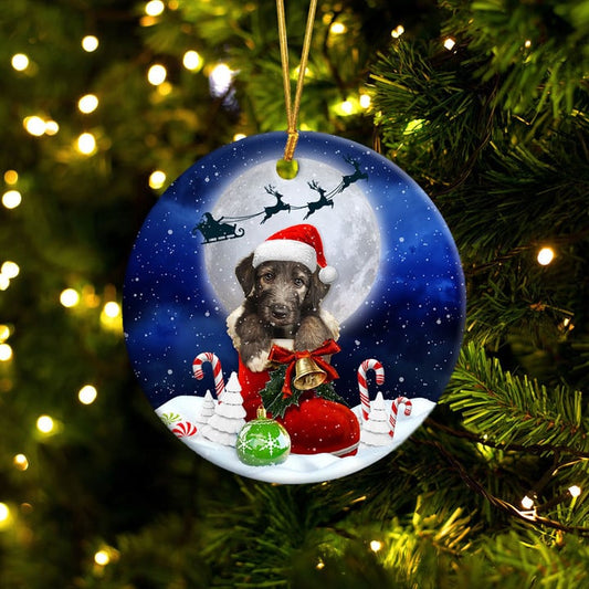 Irish Wolfhound In Santa Boot Christmas Ceramic Ornament