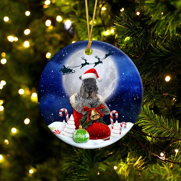 Kerry Blue Terriers In Santa Boot Christmas Ceramic Ornament