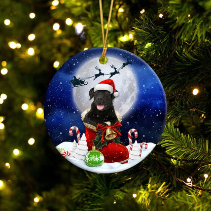 Labrador Retriever Black In Santa Boot Christmas Ceramic Ornament