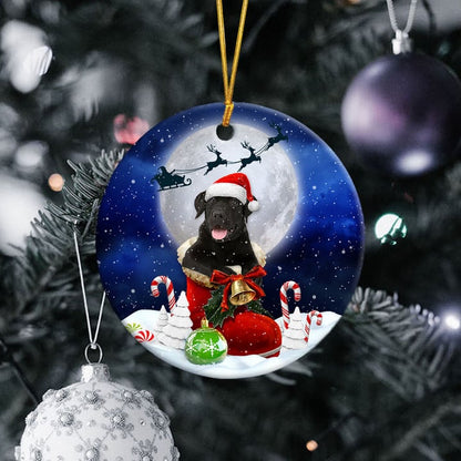 Labrador Retriever Black In Santa Boot Christmas Ceramic Ornament