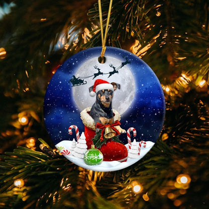 Manchester Terrier In Santa Boot Christmas Ceramic Ornament