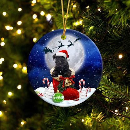 Miniature Schnauzer Black In Santa Boot Christmas Ceramic Ornament