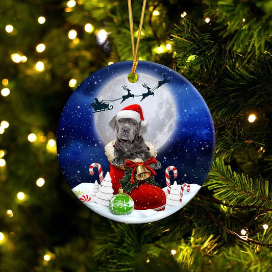 Neapolitan mastiff In Santa Boot Christmas Ceramic Ornament