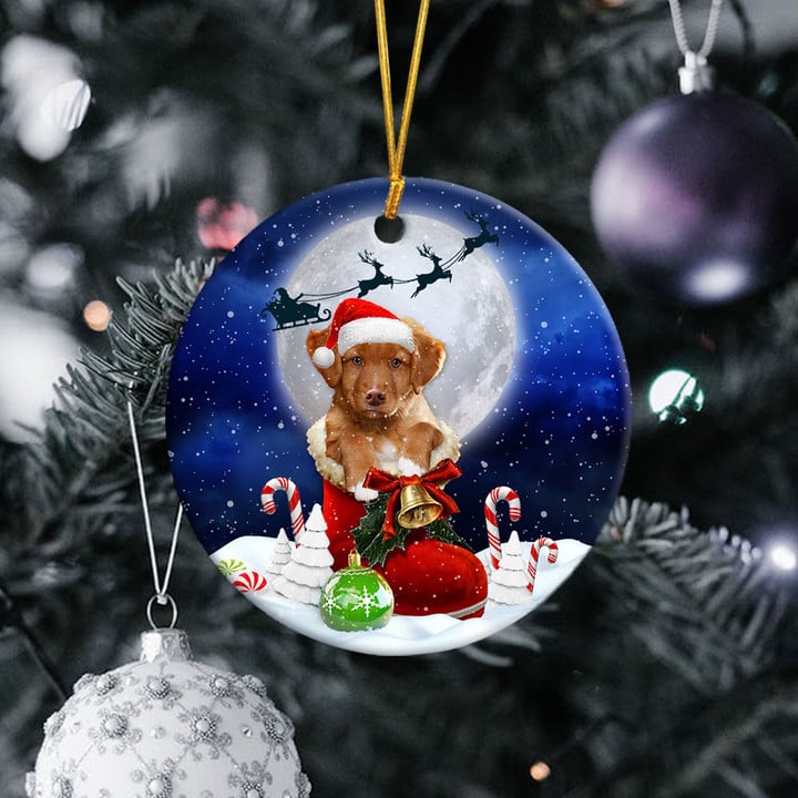 Nova Scotia duck tolling retriever In Santa Boot Christmas Ceramic Ornament