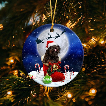 Puli dog In Santa Boot Christmas Ceramic Ornament