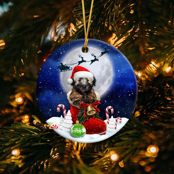 Soft-coated wheaten terrier In Santa Boot Christmas Ceramic Ornament