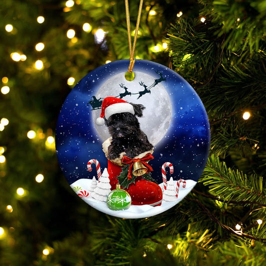 Yorkshire Terrier black In Santa Boot Christmas Ceramic Ornament