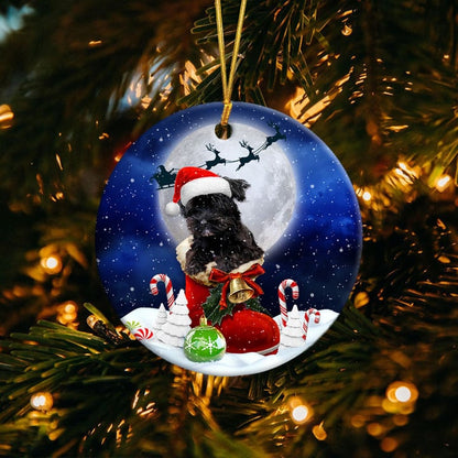 Yorkshire Terrier black In Santa Boot Christmas Ceramic Ornament