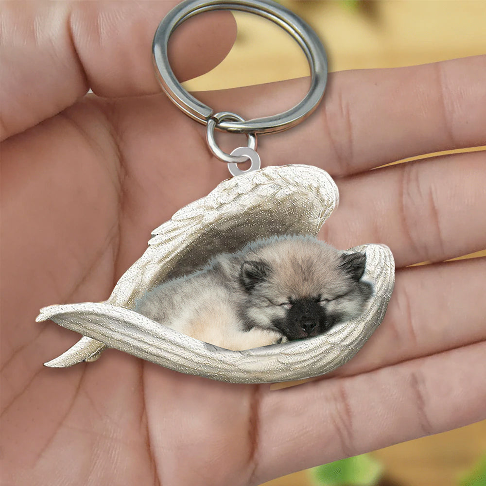 Keeshond Sleeping Angel Acrylic Keychain