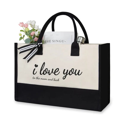 Bride Canvas Bag Women Hit Color Simple Shoulder Shopping Tote Handbag