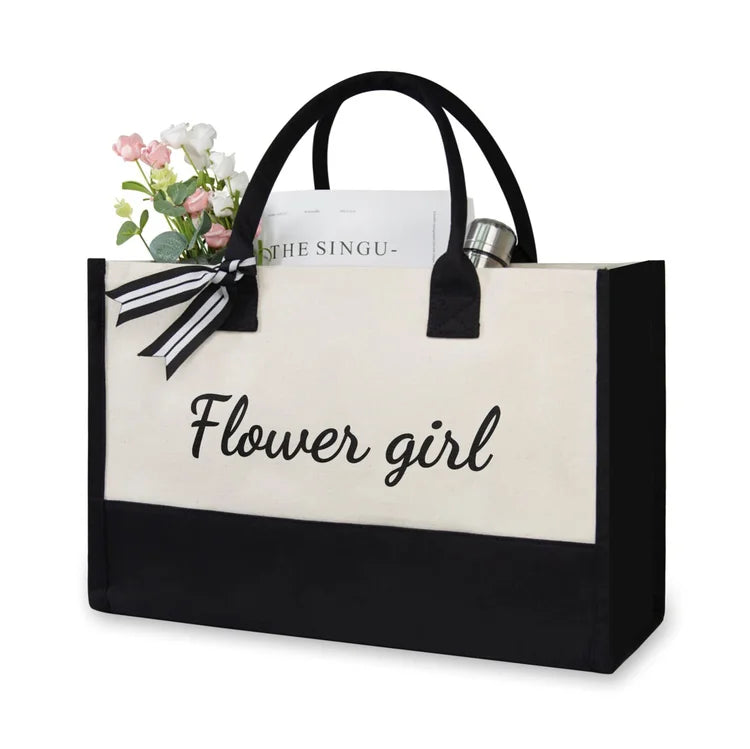 Bride Canvas Bag Women Hit Color Simple Shoulder Shopping Tote Handbag