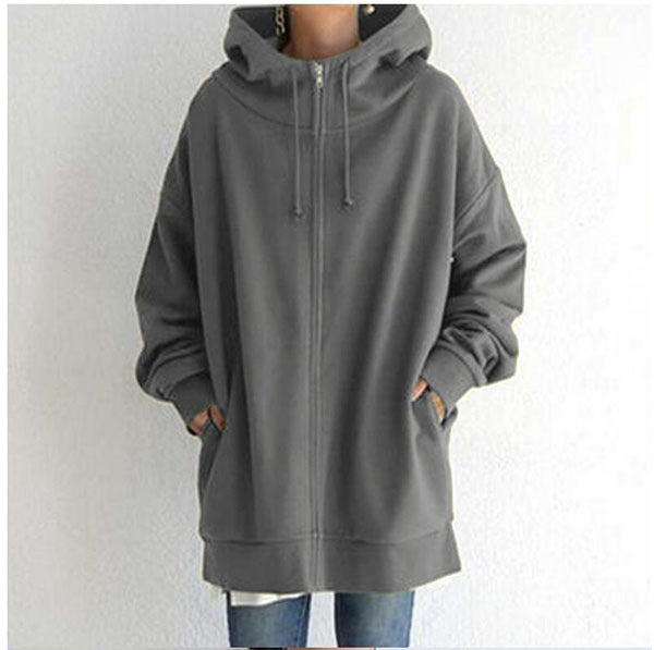 💥Hot Sale，Sold 10000+💥Women's Autumn/Winter Sweater Zipper Hooded Long Plus Cashmere Sweater